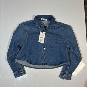 NWT - Zara Cropped Indigo Denim Jacket - Medium